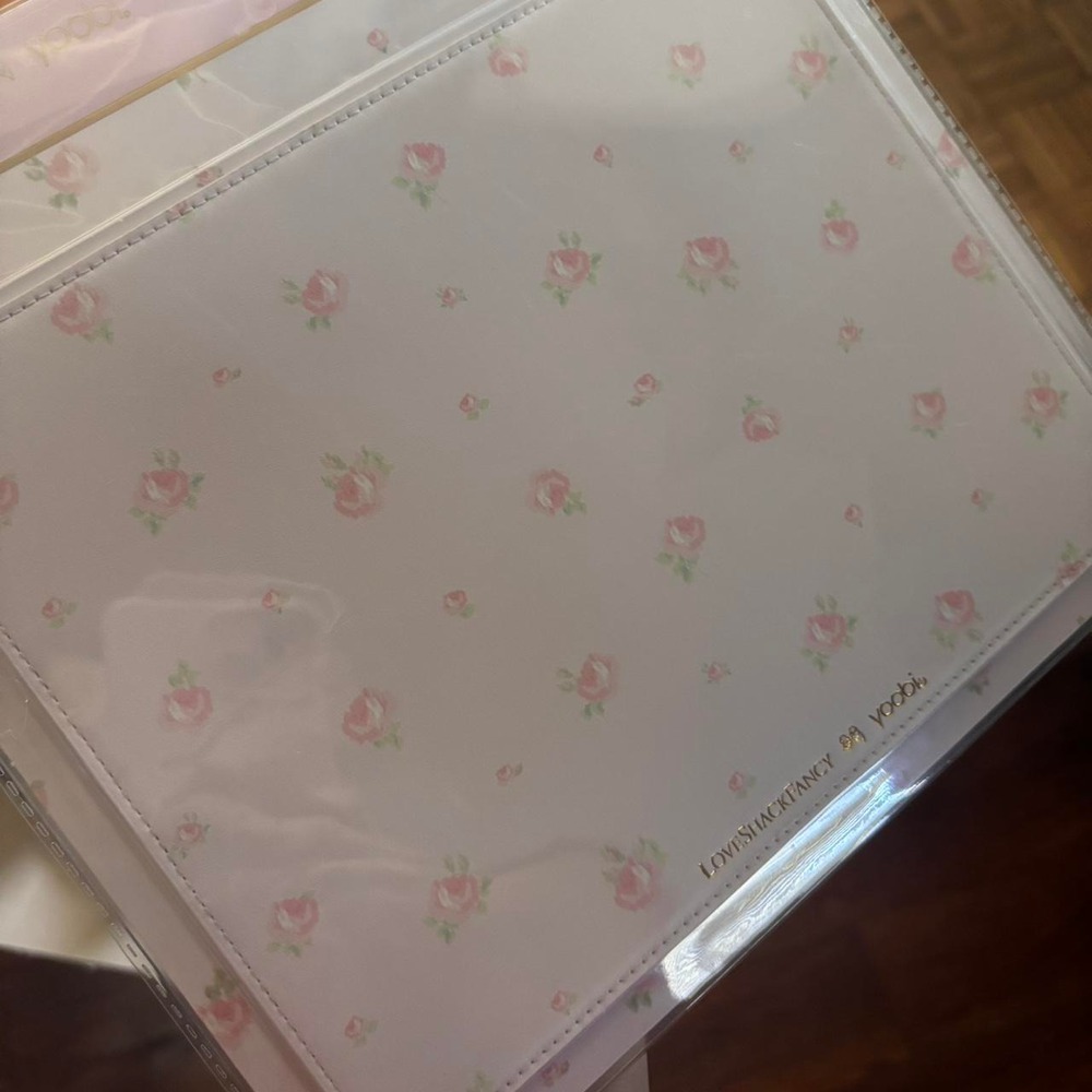 LoveShackFancy pink floral mouse pad with small pink flowers